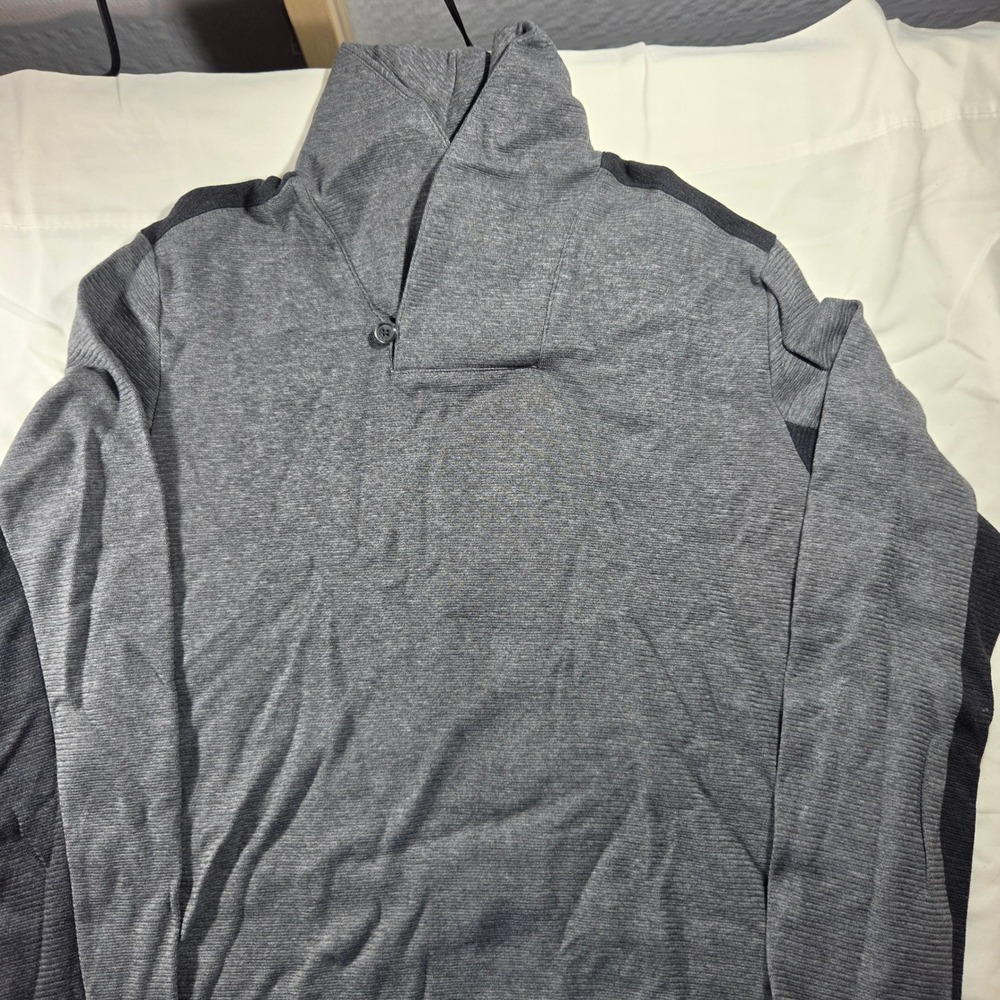 Calvin Klein Mens XL Shawl Collar Pullover Sweater Grey Cotton Ribbed Knit